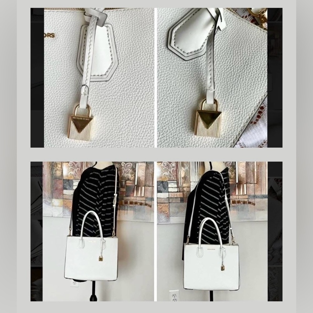Michael Kors white pebbled leather (EUC) accordion tote- purse - Picture 4 of 17
